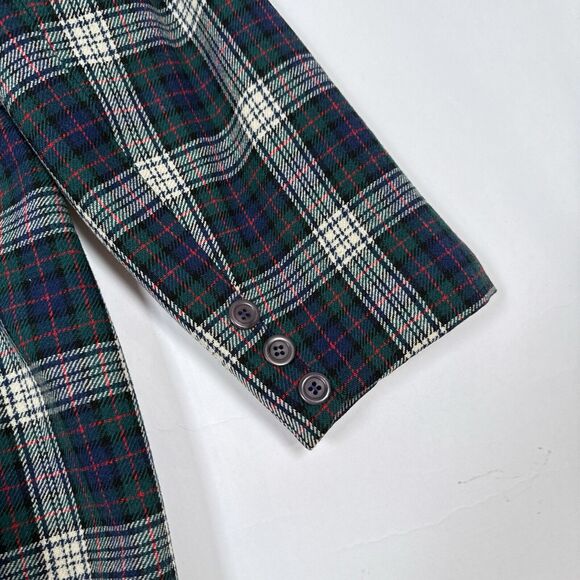 Pendleton Blazer Jacket Womens Size 12 Green Red Plaid Holidays Christmas Wool - Picture 5 of 10